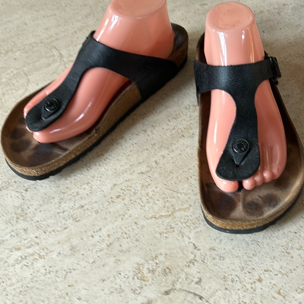 Birkenstock textured Gizeh Black Leather size 40